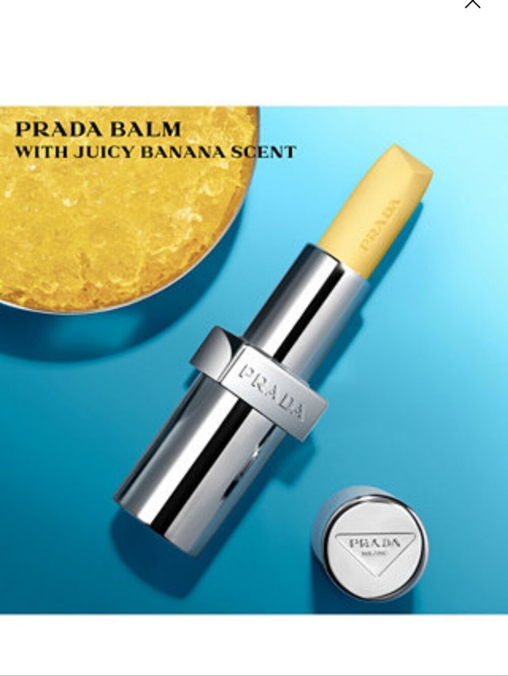 PRADA Yellow Banana-Scented Lip Balm in Silver Tube